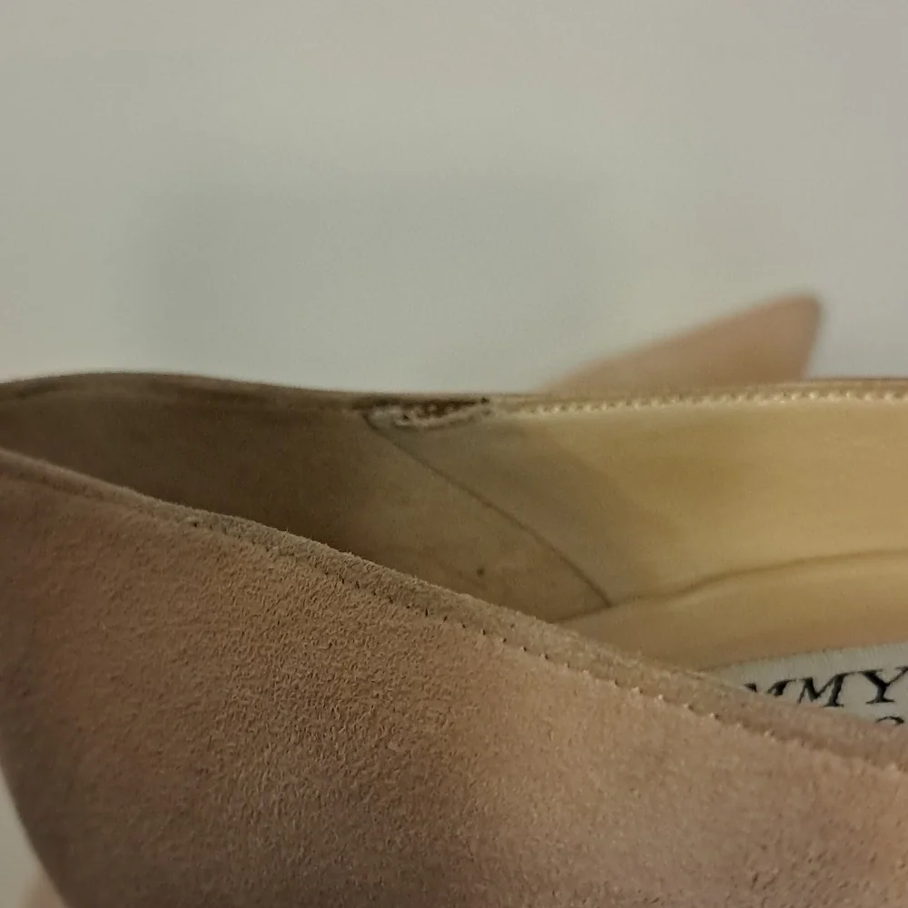 Jimmy Choo Nude Suede Pointed-Toe Pumps